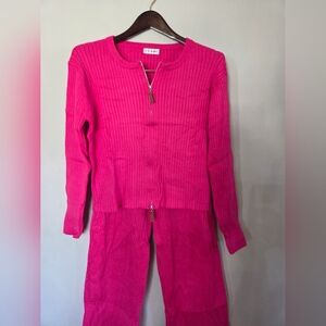 NWT Vibrant Pink Ribbed Knit Set XXL